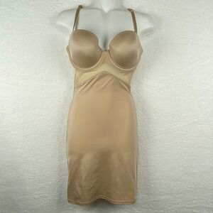 Star Power‎ by Spanx Nude Full Body Slip Shapewear Underwire 34C SS2715 Beige